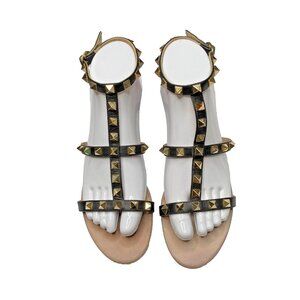 Valentino Garavani Women's EU 36 US 6 Rockstud Gladiator Flat Leather Sandals